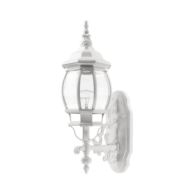 Livex Lighting 7520-13 Frontenac Traditional 1-Light Outdoor Wall Lantern with Clear Beveled Glass Shades, 21" x 7" x 21", White - Image 5